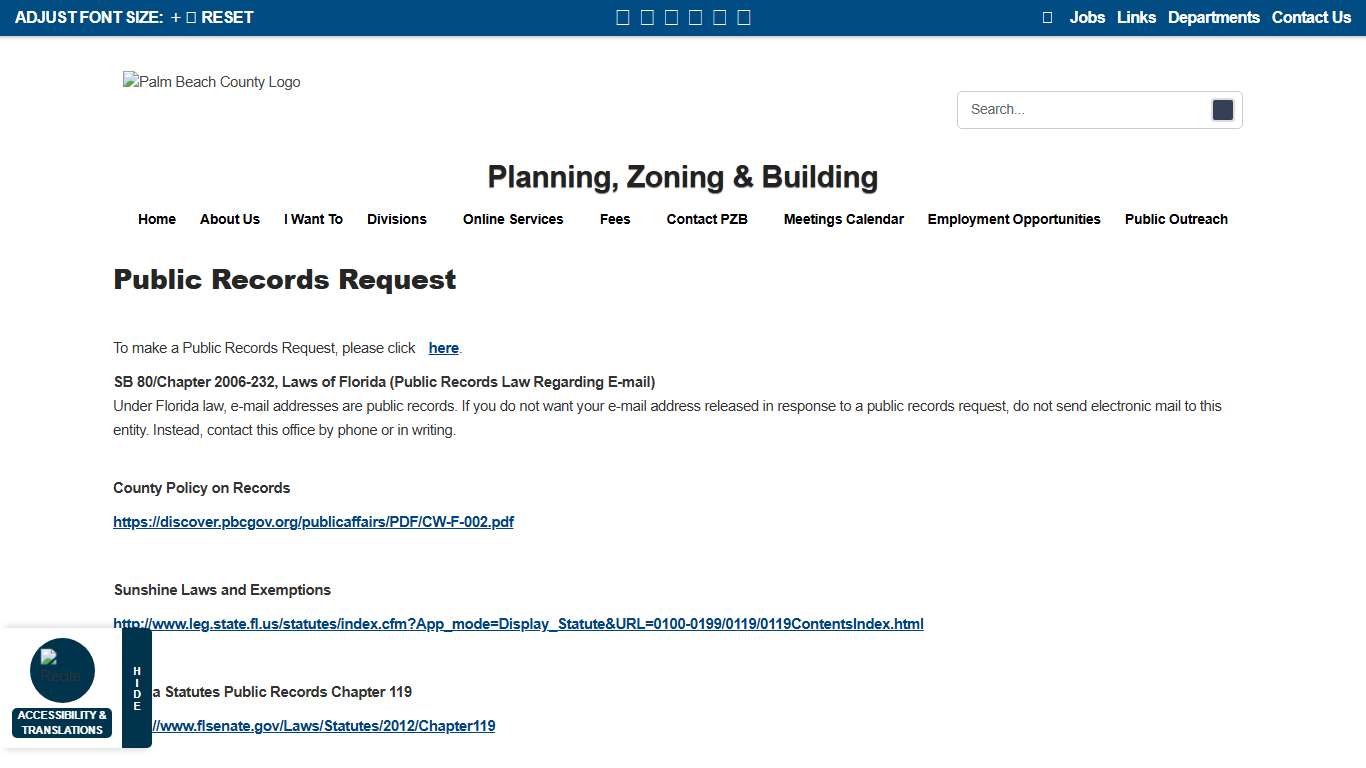 Planning, Zoning & Building Public Records Request